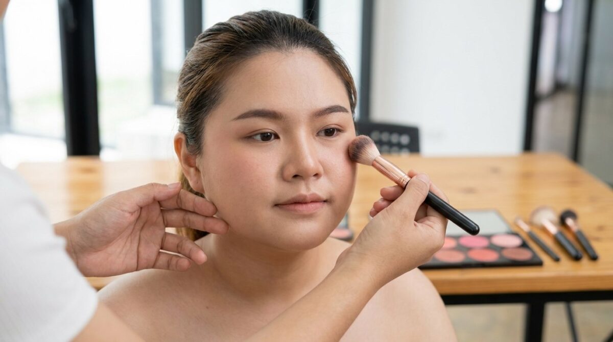 scopri come applicare il blush su un viso tondo con la tecnica diagonale dei make-up artist per valorizzare i tuoi tratti naturali